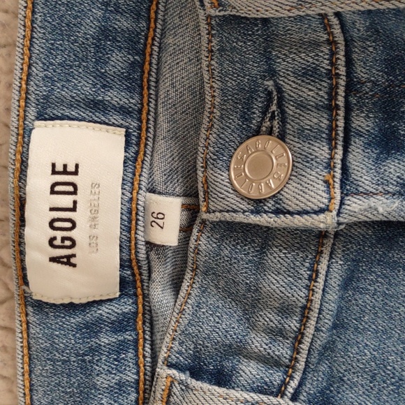Agolde Size 26 Sophie Distressed Hem Blue Jeans - Picture 3 of 15